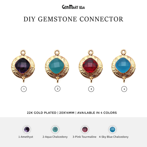 Gemstone Cushion Gold Findings Jewelry Connector 1PC