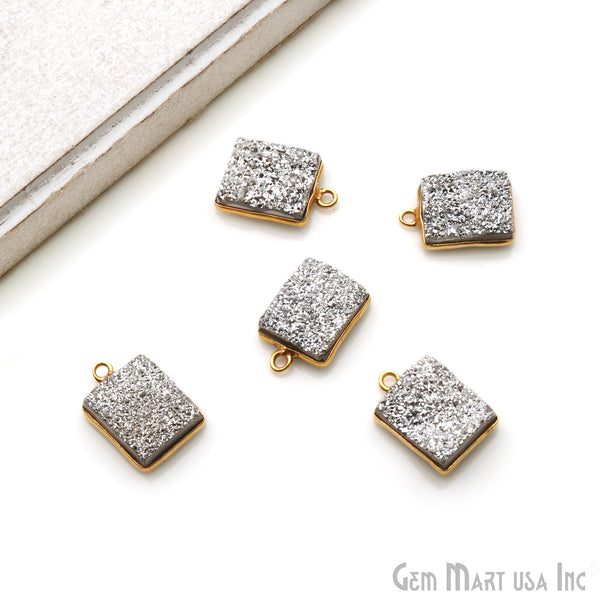 Silver Druzy 10x12mm Gold...