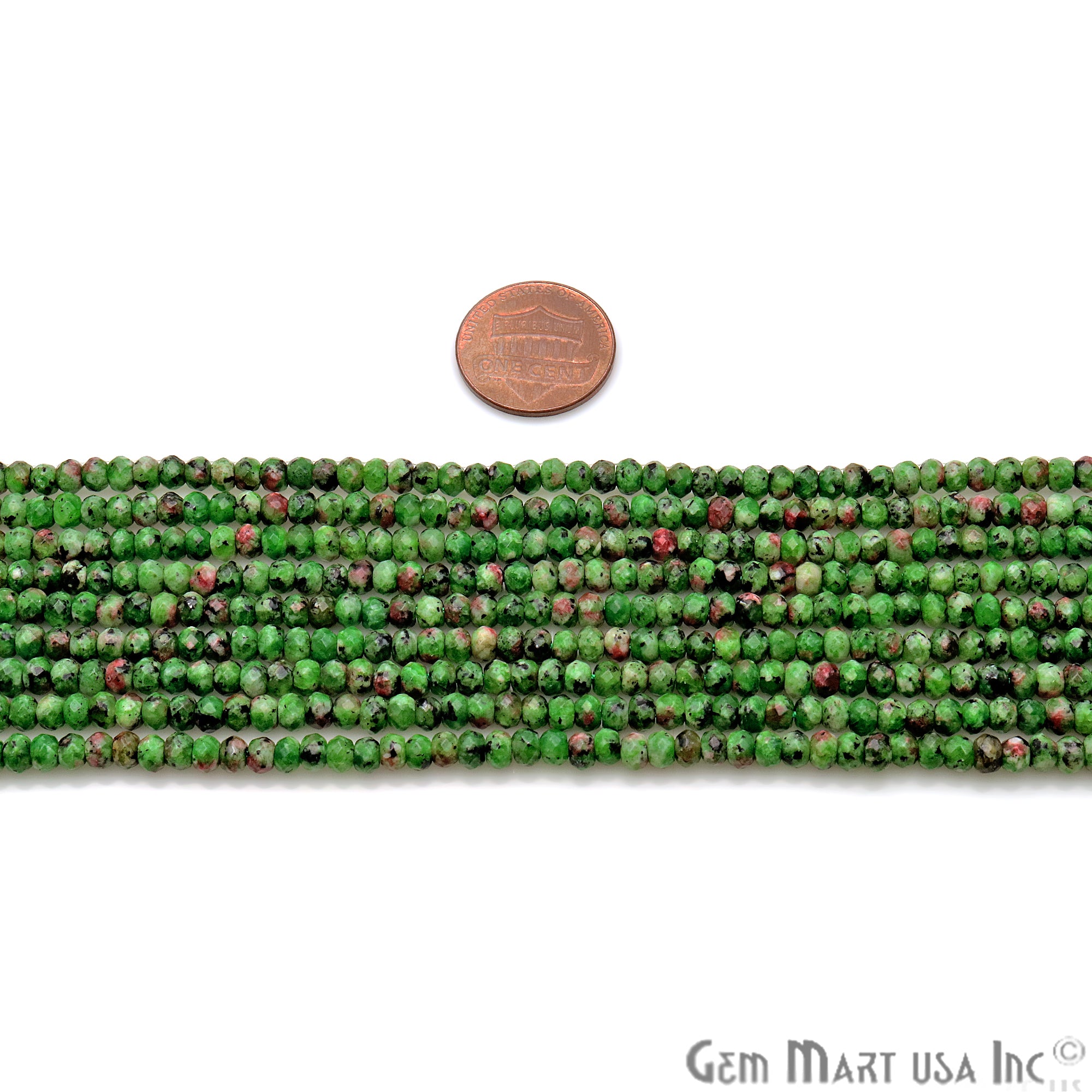 Ruby Zoipsite Jade 3-4mm Faceted Rondelle Beads Strands 14Inch - GemMartUSA