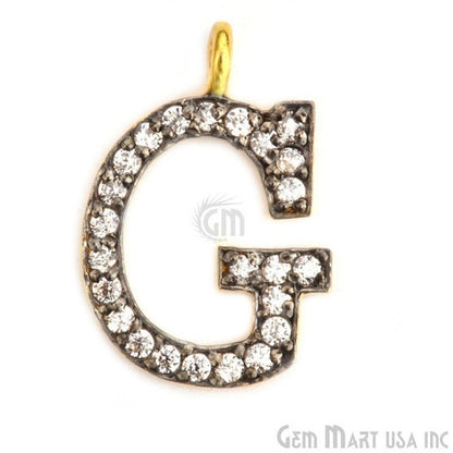 G' Alphabet Charm CZ Pave Gold Vermeil Charm for Bracelet & Pendants - GemMartUSA