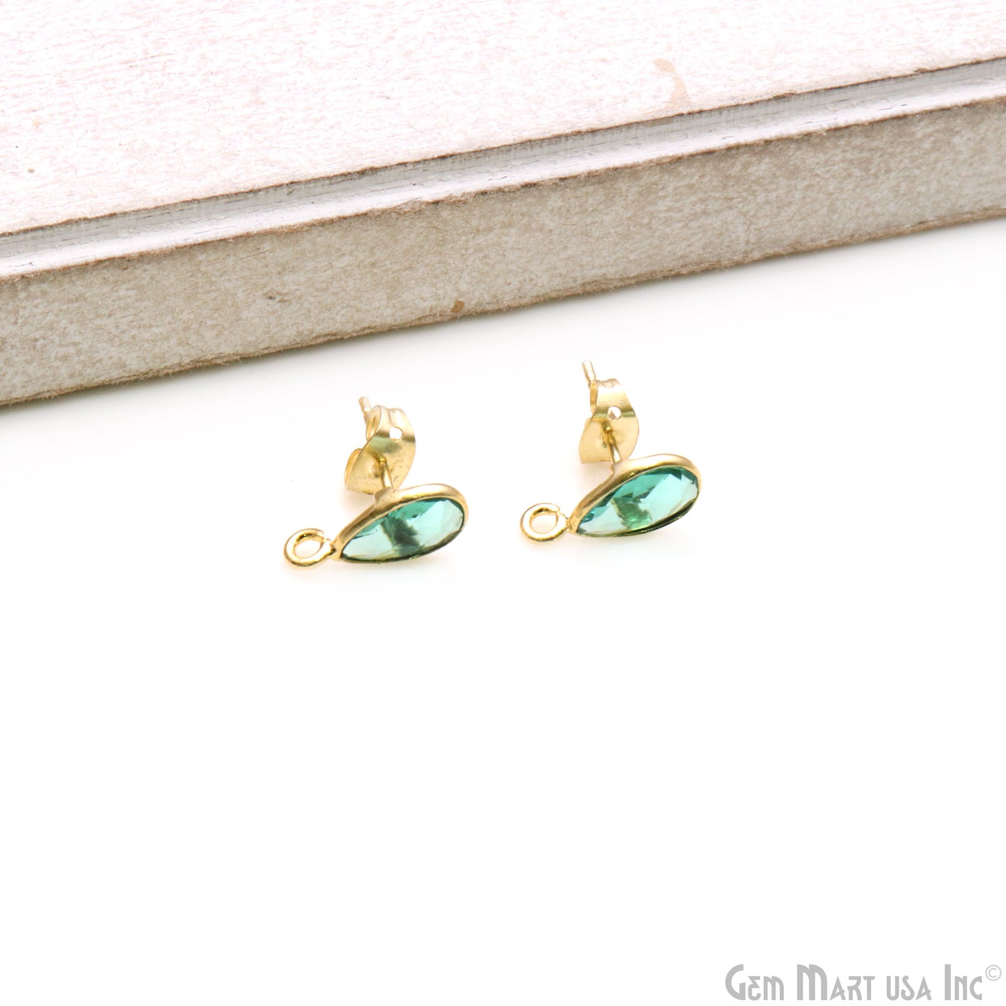 DIY Pears 6x9mm Gold Bail Gemstone stud Earring