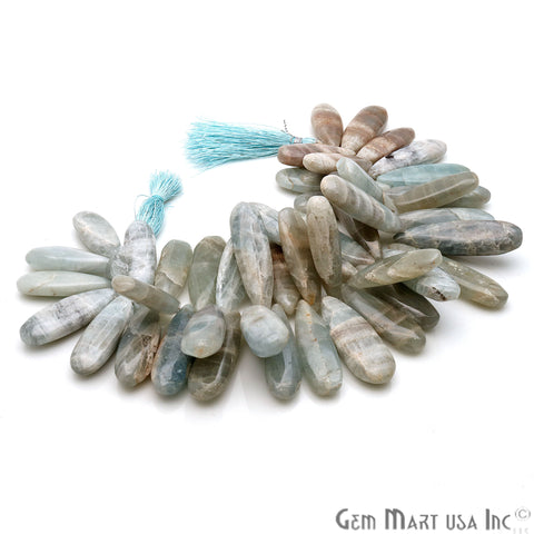 Aquamarine Pears 41x11mm Crafting Beads Gemstone Strands 8INCH - GemMartUSA