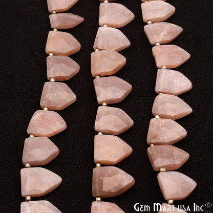 Peach Moonstone Pentagon 14x10mm Crafting Beads Gemstone Briolette Strands 8 Inch - GemMartUSA