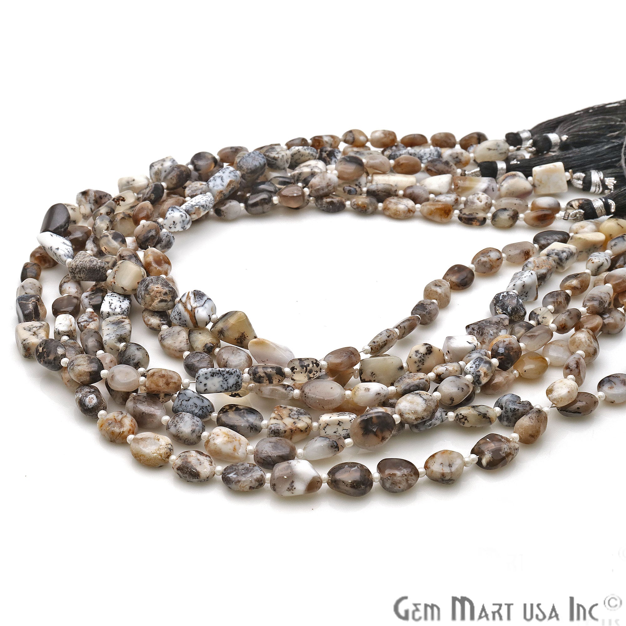 Dendrite Opal Free Form 9x7mm Tumble Beads Gemstone Strands - GemMartUSA
