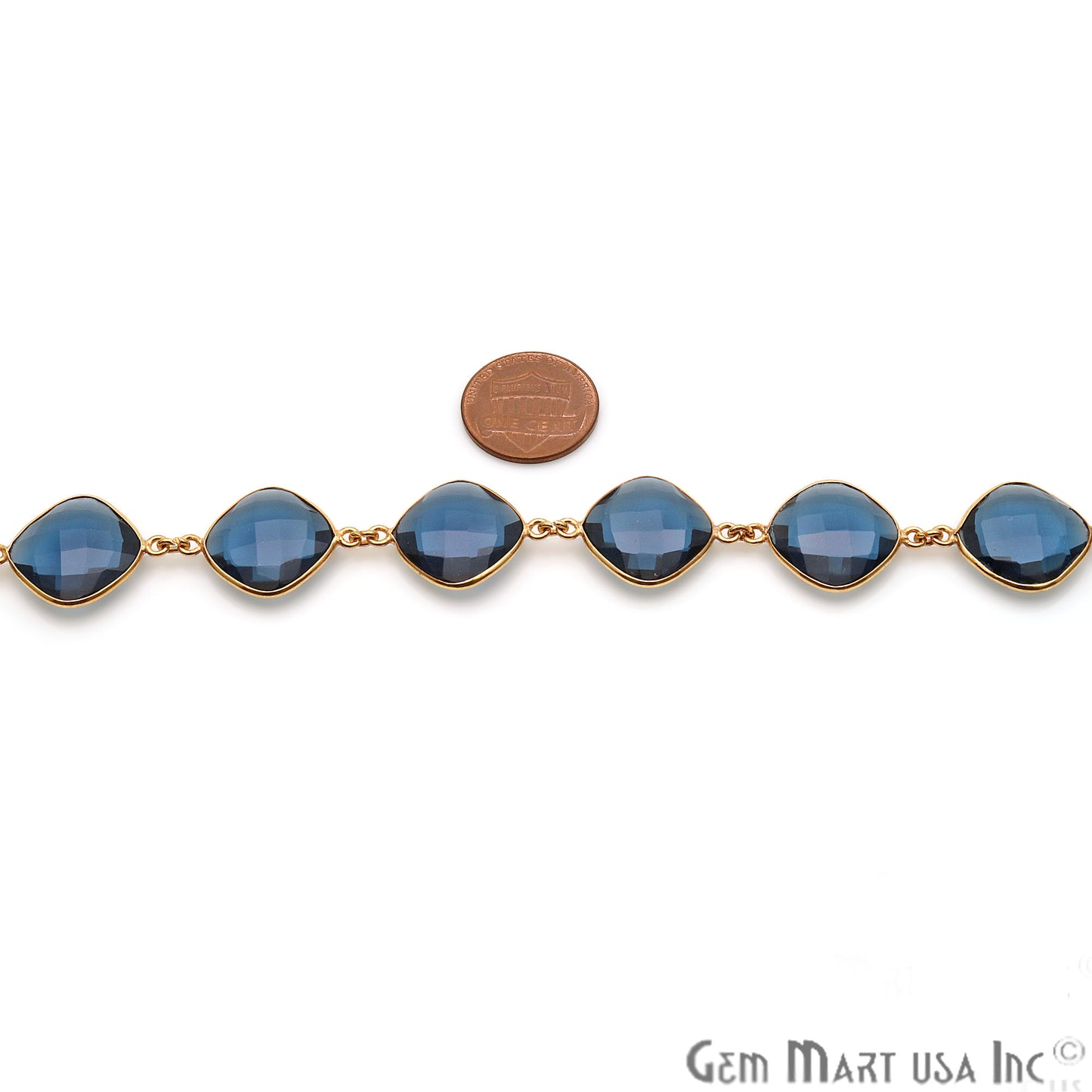 Tanzanite 16mm Cushion Gold Plated Continuous Connector Chain - GemMartUSA