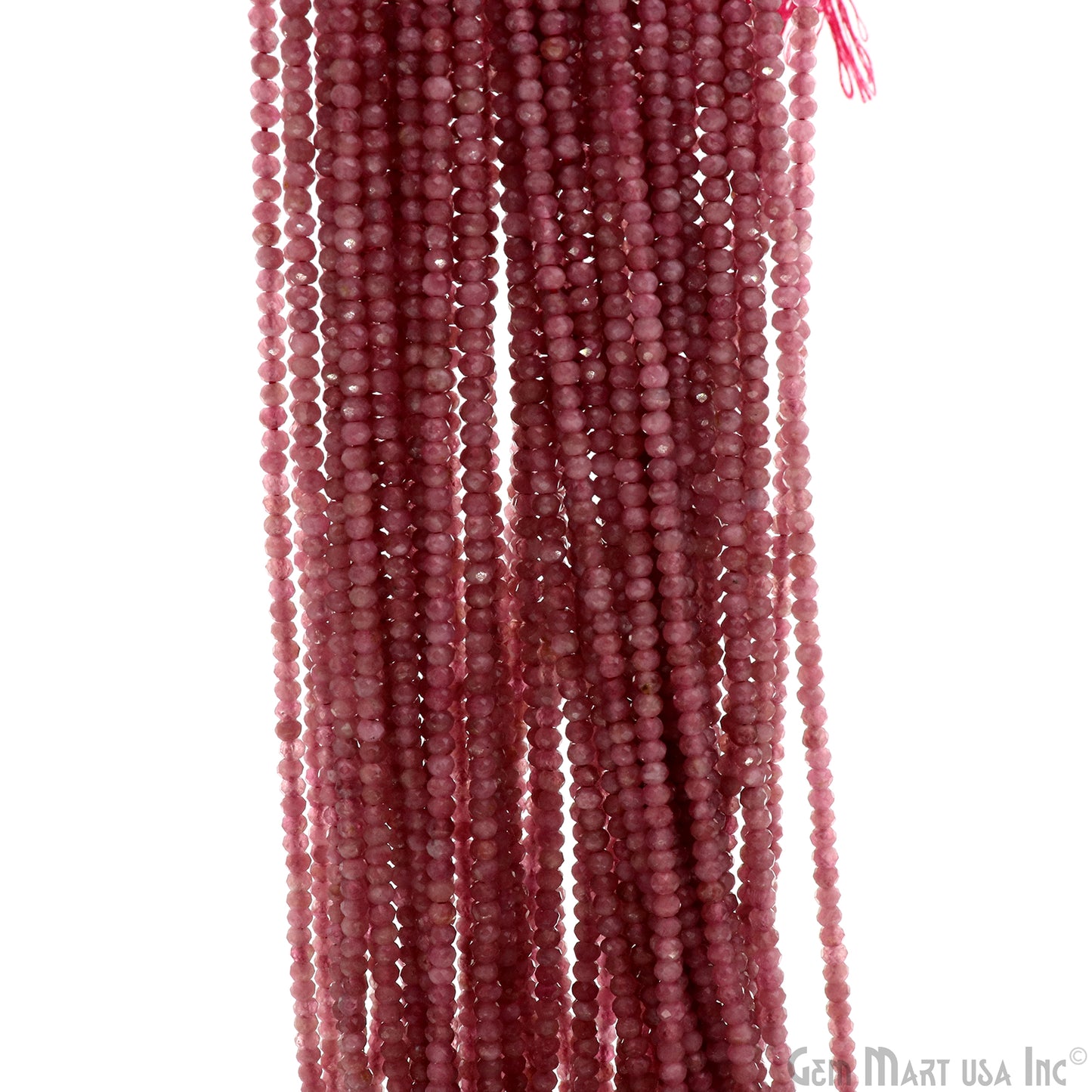 Pink Tourmaline Rondelle Beads, 13 Inch Gemstone Strands, Drilled Strung Nugget Beads, Faceted Round, 2.5-3mm