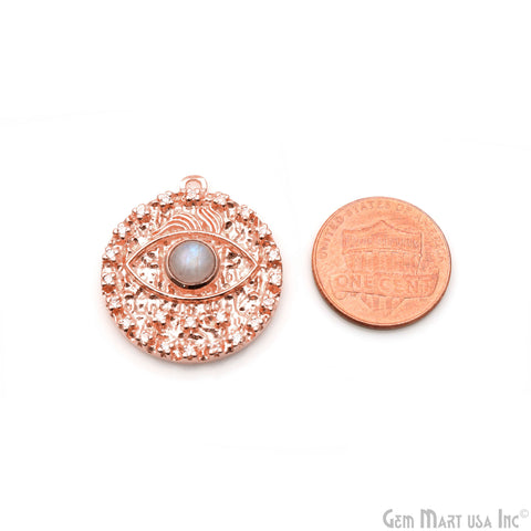 Round & Marquise Eye 27x24mm Rose Gold Plated Single Bail Gemstone Pendant