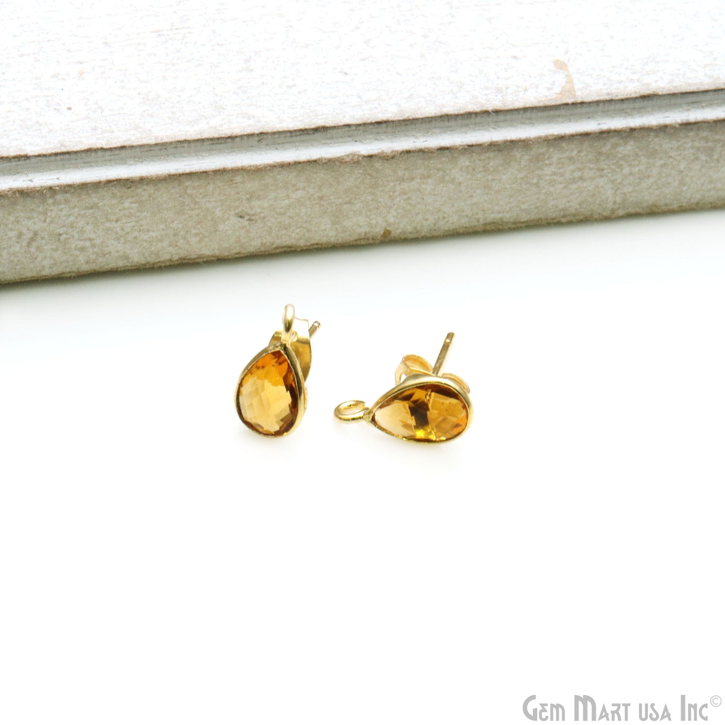 DIY Pears 6x9mm Gold Bail Gemstone stud Earring