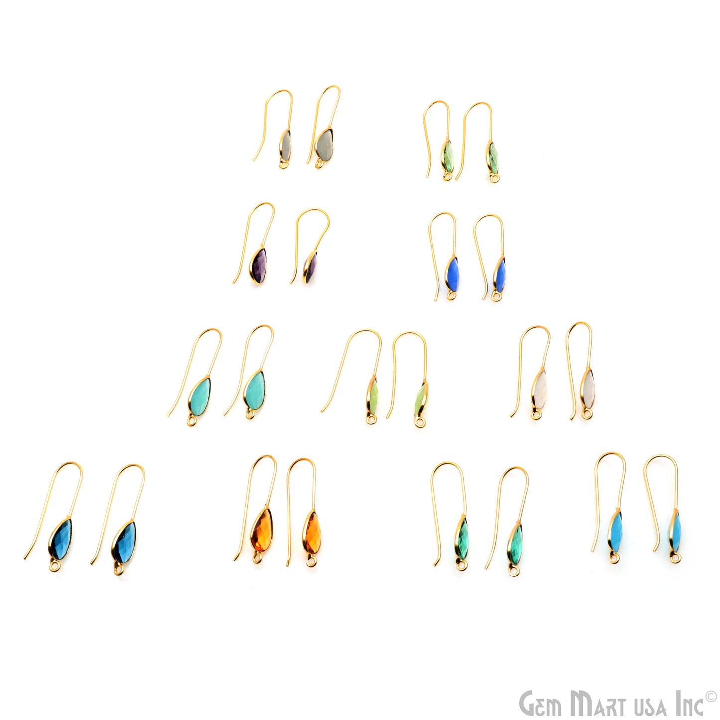 Pear Shape 31x9mm Gemstone Connector Hook Earrings