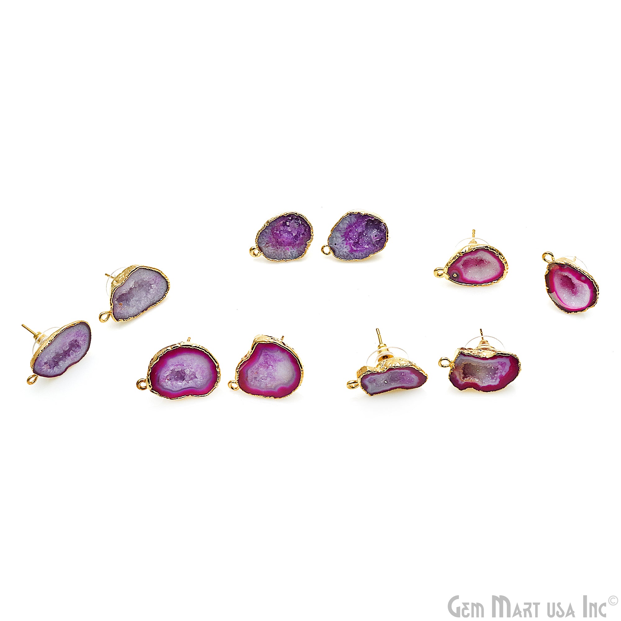 diy-earrings, stud-earring, geode earring