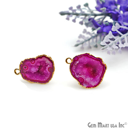 DIY Agate Slice Geode Druzy Gold Edged Loop Connector Studs Earrings