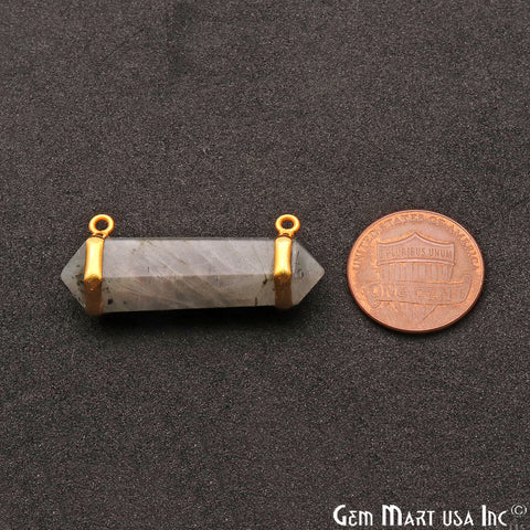 Gemstone 38x10mm Double Point Gold Plated Cat Bail Gemstone Connector (Pick Gemstone) - GemMartUSA