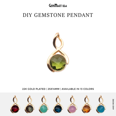 DIY Gemstone Gold Plated Connector Necklace Pendant 1pc