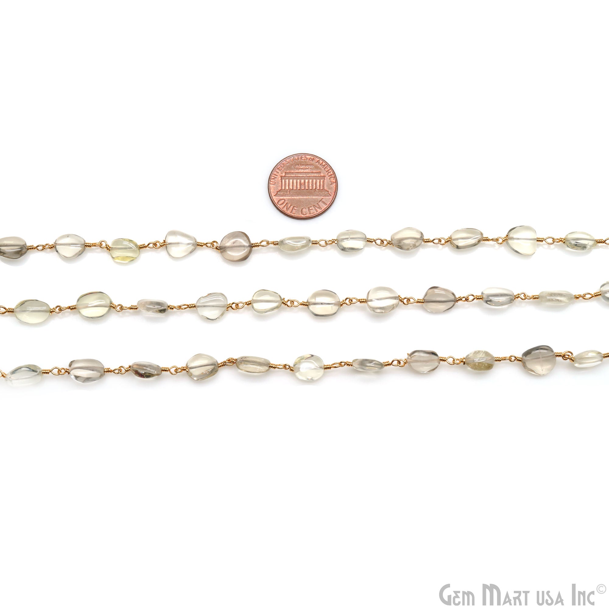 Lemon Topaz 8x5mm Tumble Beads Gold Plated Rosary Chain