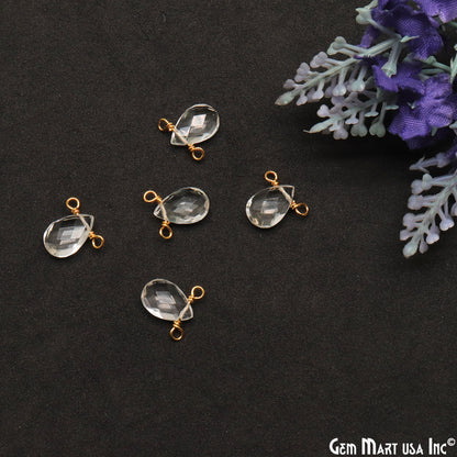 Pears 7x11mm Double Bail Gold Wire Wrapped Gemstone Connector