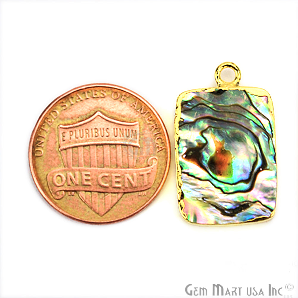 Abalone 13x18mm Octagon Shape Gold Electroplated Single Bail Gemstone Connector - GemMartUSA