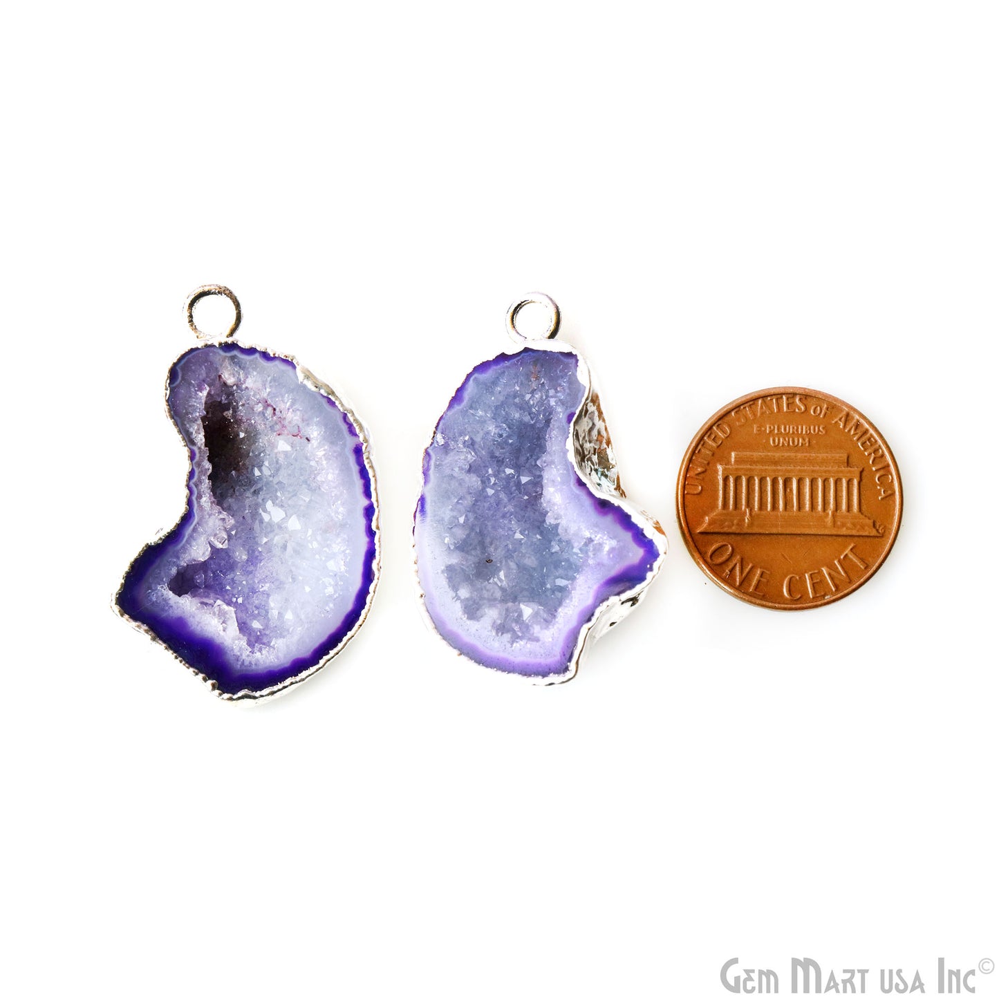 Geode Druzy 23x35mm Organic Silver Electroplated Single Bail Gemstone Earring Connector 1 Pair