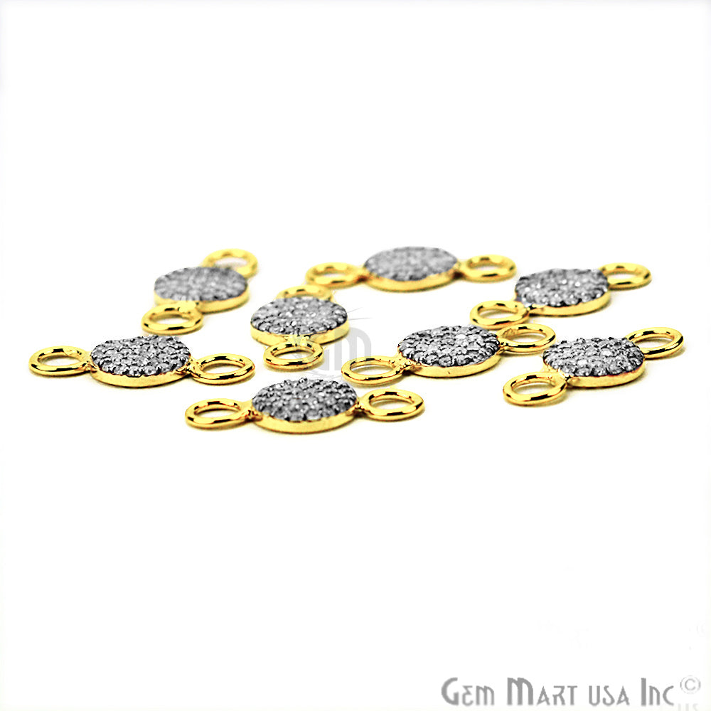 Cubic Zircon Pave 'Round' Gold Vermeil Charm For Bracelet & Pendants - GemMartUSA