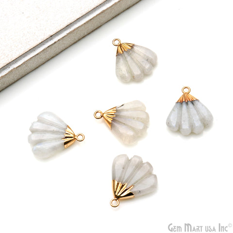 Sea Shell Gemstone Charm 22x21mm Gold Electroplated