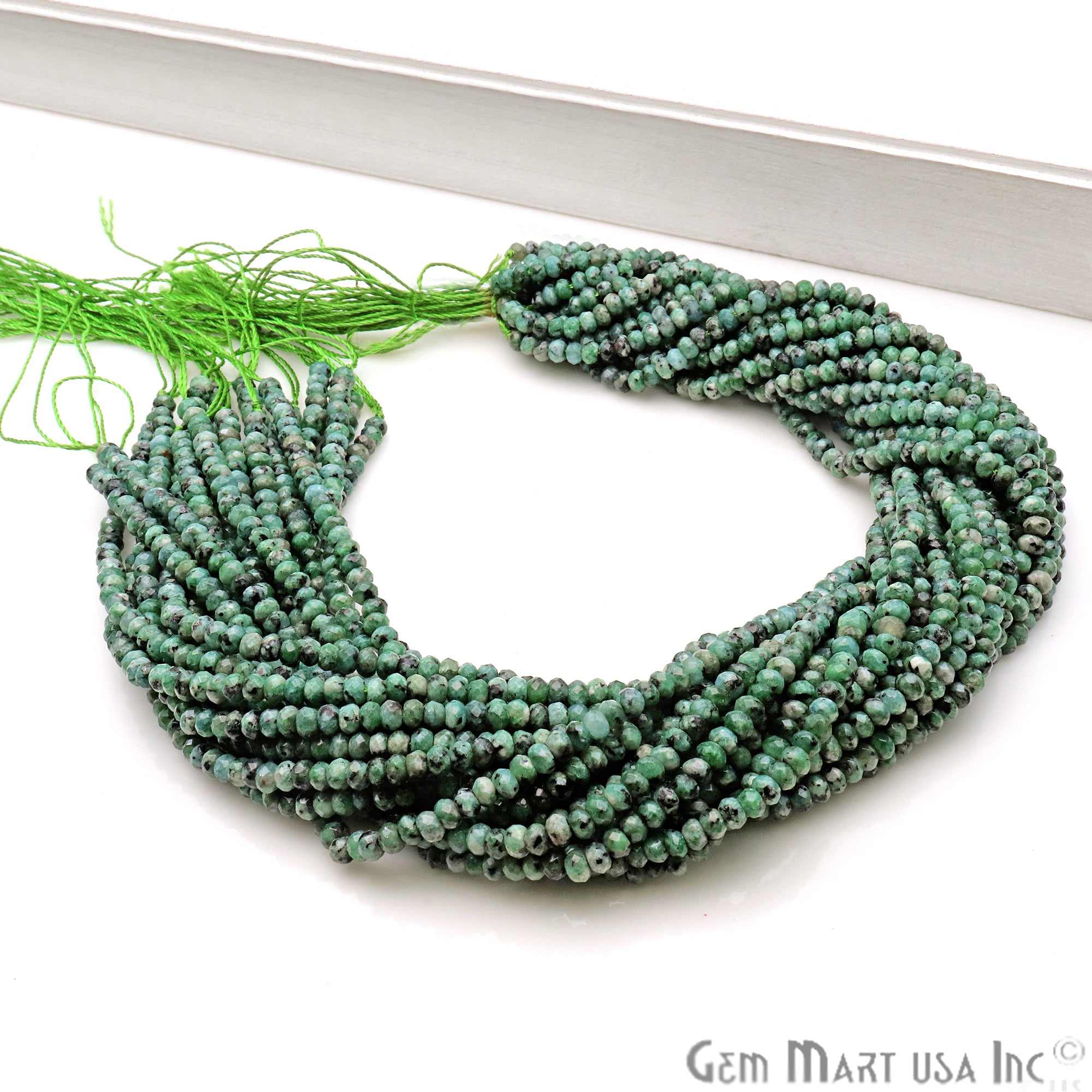 Tibetian Turquoise Jade 3-4mm Faceted Rondelle Beads Strands 14Inch - GemMartUSA