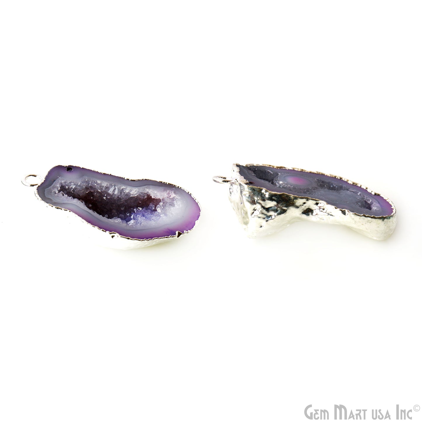 Geode Druzy 22x38mm Organic Silver Electroplated Single Bail Gemstone Earring Connector 1 Pair