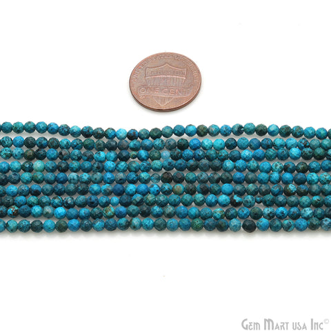 Chrysocolla Rondelle Beads, 13 Inch Gemstone Strands, Drilled Strung Nugget Beads, Faceted Round, 3-4mm