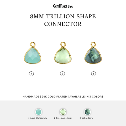 Trillion 8mm Single Bail Gemstone Gold Bezel Connector