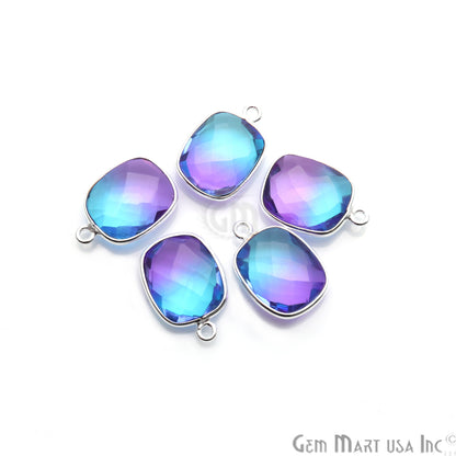 Doublet Aura Quartz 10x12mm Octagon Connector (Pick Color,Plating,Bail) - GemMartUSA