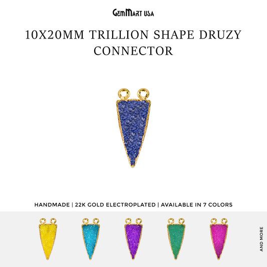 Trillion Gold Electroplated Druzy 10x20mm Cat Bail Connector