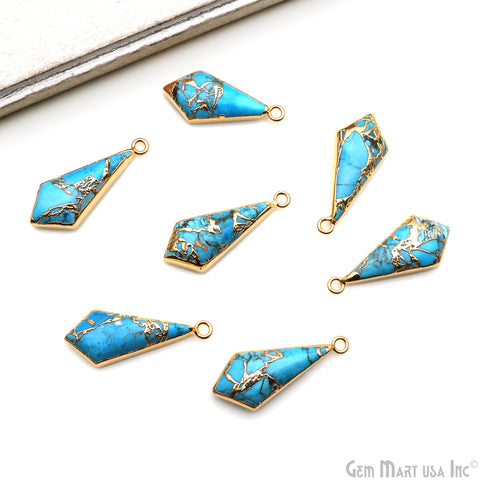 Mohave Turquoise Triangle Shape 28x12mm Gold Electroplated Single Bail Mojave Gemstone