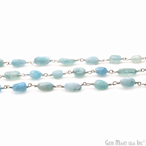 Amazonite 12x5mm Tumble Beads Silver Plated Rosary Chain