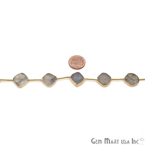 Labradorite Free Form 18x15mm Gold Edged Crafting Beads Gemstone Strands 9INCH - GemMartUSA