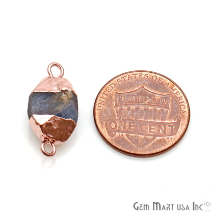 Rough Kyanite Gemstone 16x8mm Organic Rose Gold Edged Connector - GemMartUSA