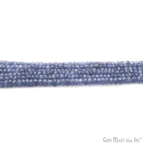 Tanzanite Rondelle Beads, 13 Inch Gemstone Strands, Drilled Strung Nugget Beads, Faceted Round, 4-5mm