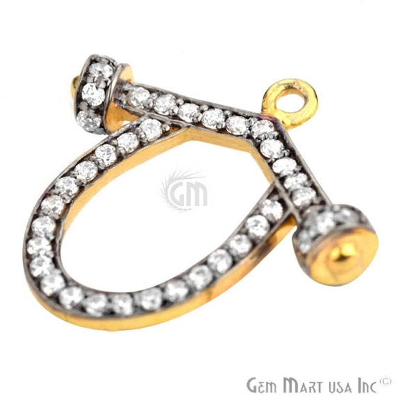 Cubic Zircon Pave Charm Gold Vermeil Charm For Bracelet & Pendants - GemMartUSA