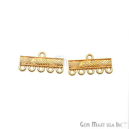 2 Pair Lot Gold End Bar, 5 Strand, Gold Plated Multi Strand Connector - GemMartUSA