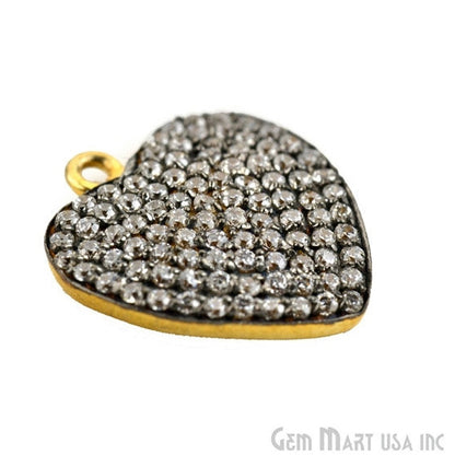 Heart' CZ Pave Gold Vermeil Charm for Bracelet & Pendants - GemMartUSA