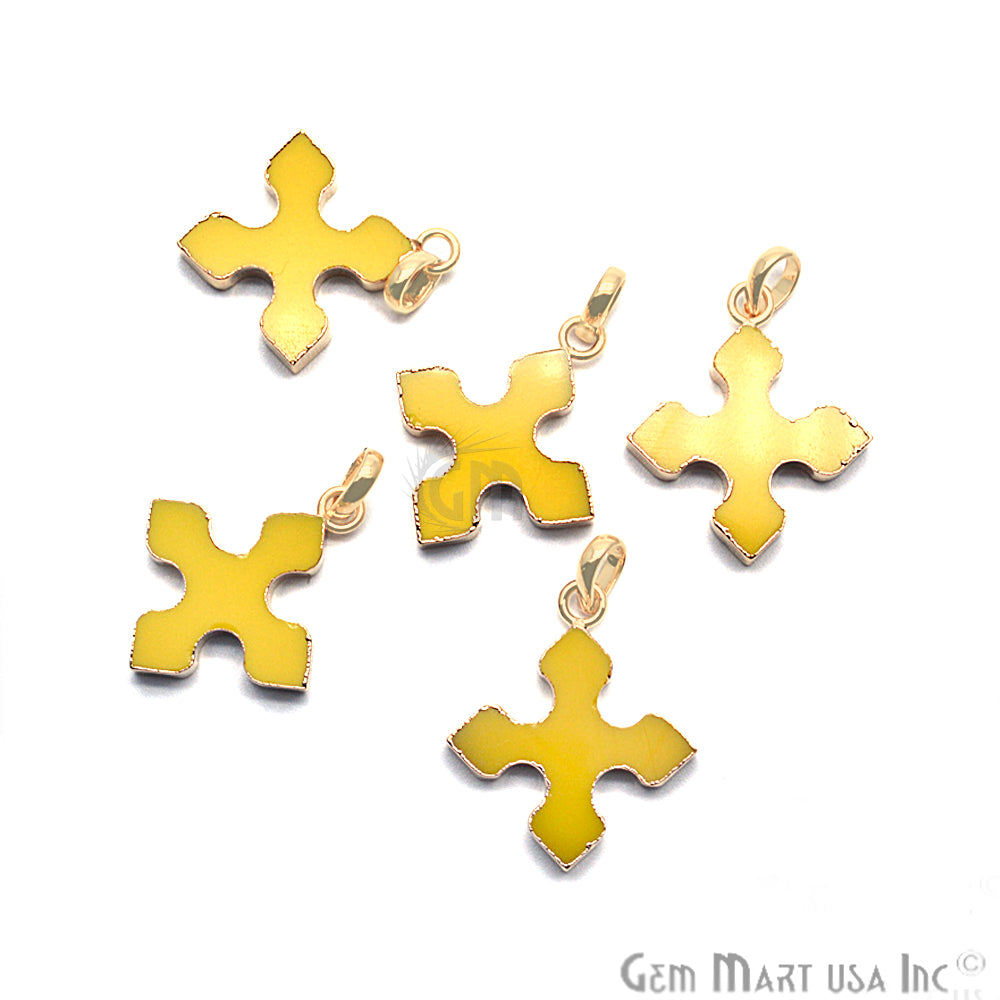 Gold Plated Gemstone 29x25mm Medieval Cross Shape Pendant (Pick Gemstone) - GemMartUSA