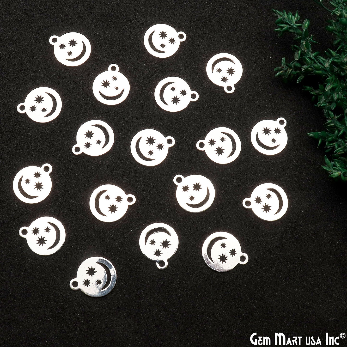 Smiley Emoji Shape Charms 16x13.3mm Laser Finding Jewelry Charm