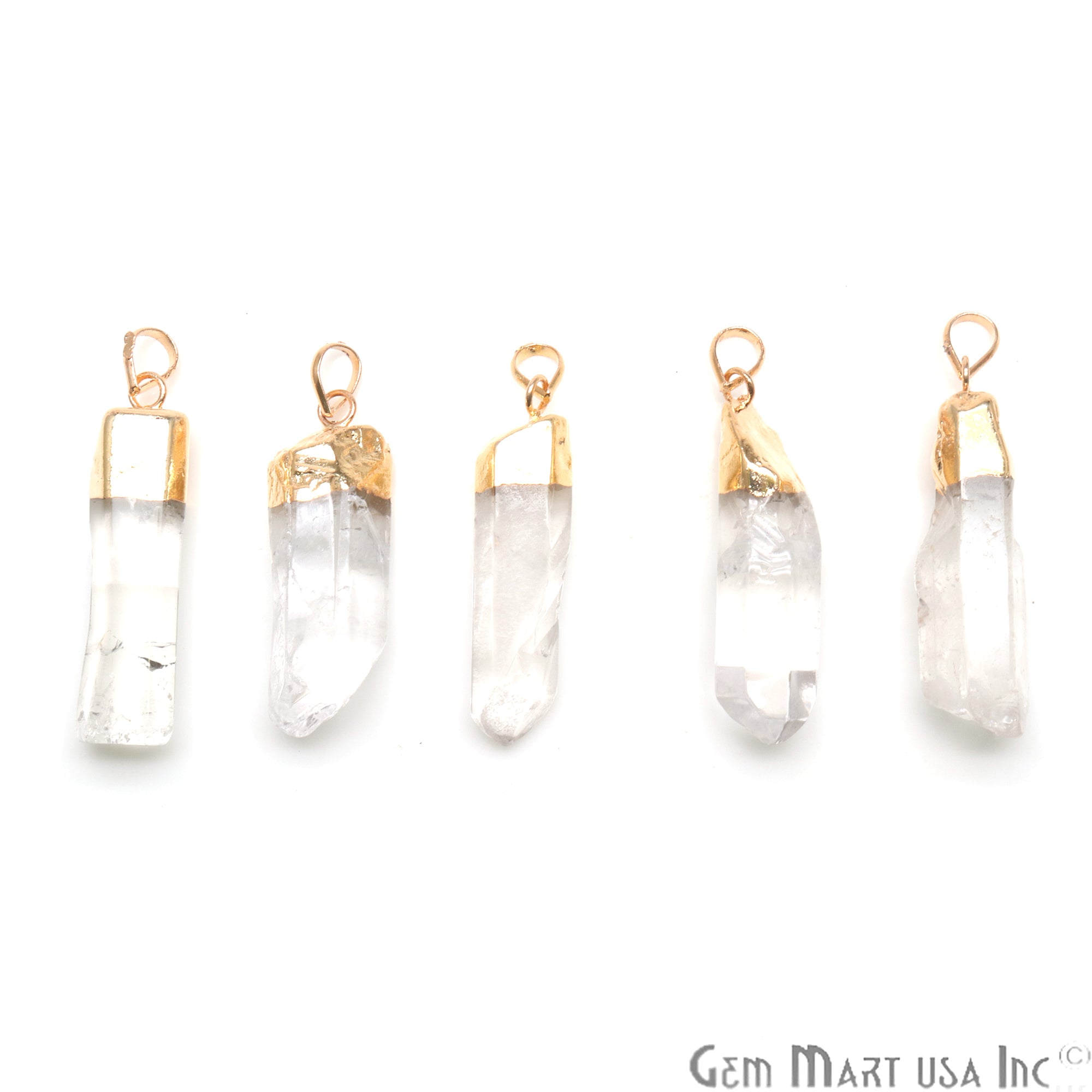 Crystal Point Pencil Pendant, 42x9mm 24k Gold Plated Gemstone Point Pencil Charm Pendant(GPCL-14046)