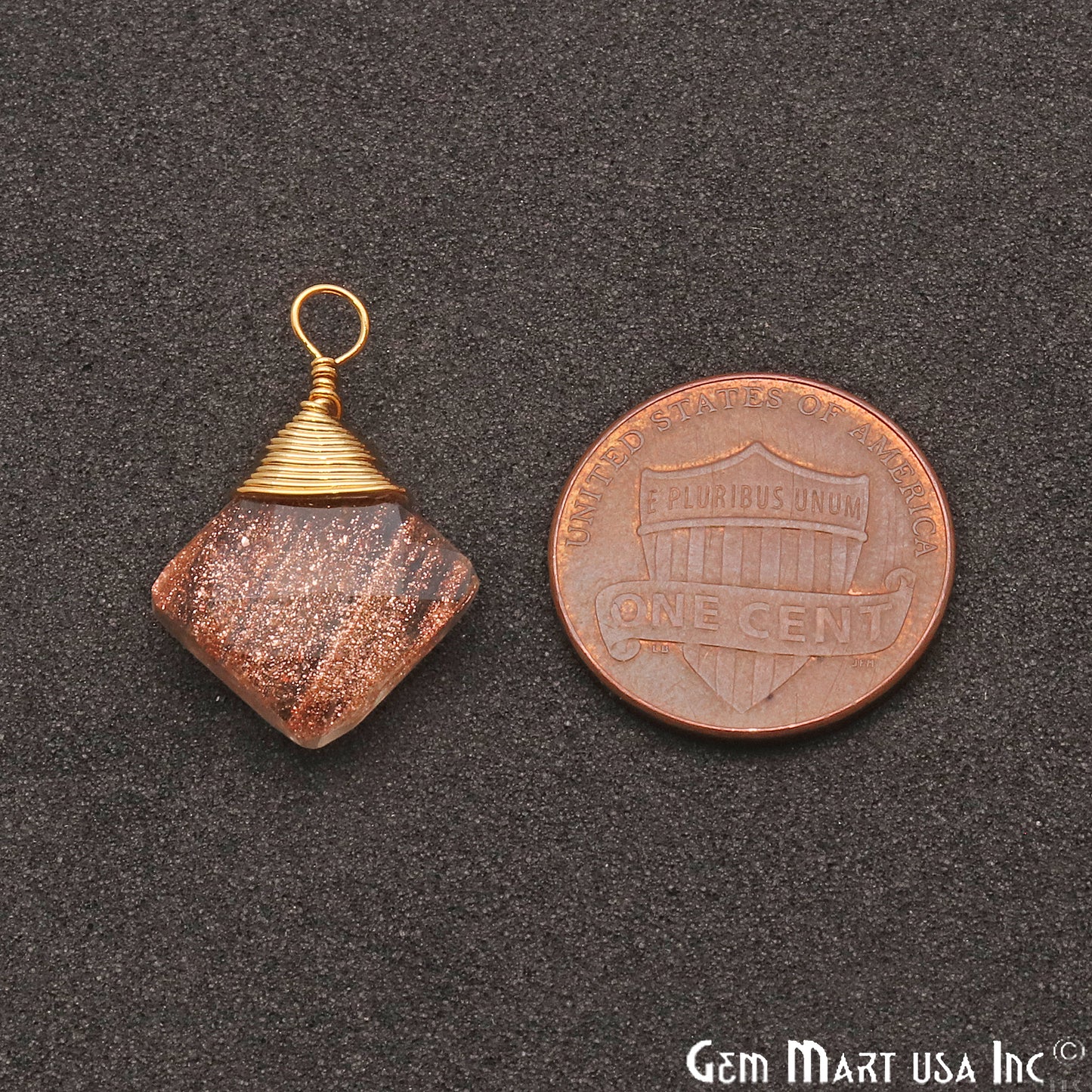 Copper Infused Square 12mm Gold Plated Wire Wrapped Gemstone Connector - GemMartUSA