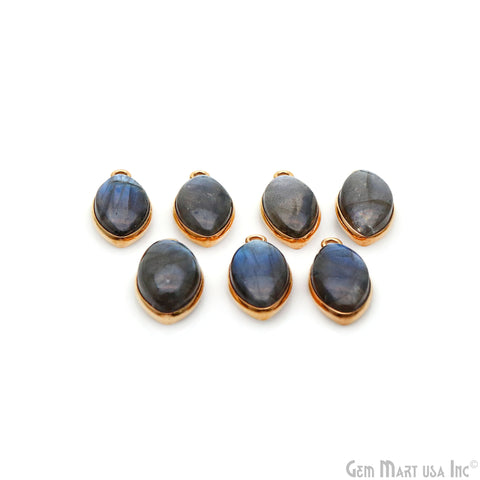 Flashy Labradorite Cabochon 8x16mm Marquise Single Bail Gold Plated Gemstone Connector