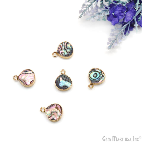 Abalone Shell 12mm Heart Single Bail Gold Electroplated Connector