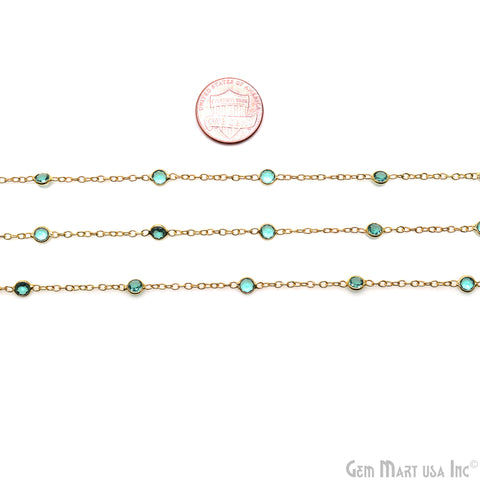 Apatite Round 4mm Gold Plated Bezel Connector Rosary Chain