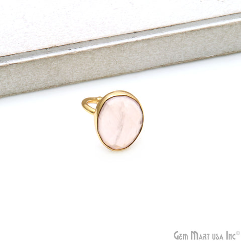 Oval 13x18mm Gemstone Gold Plated Adjustable Ring