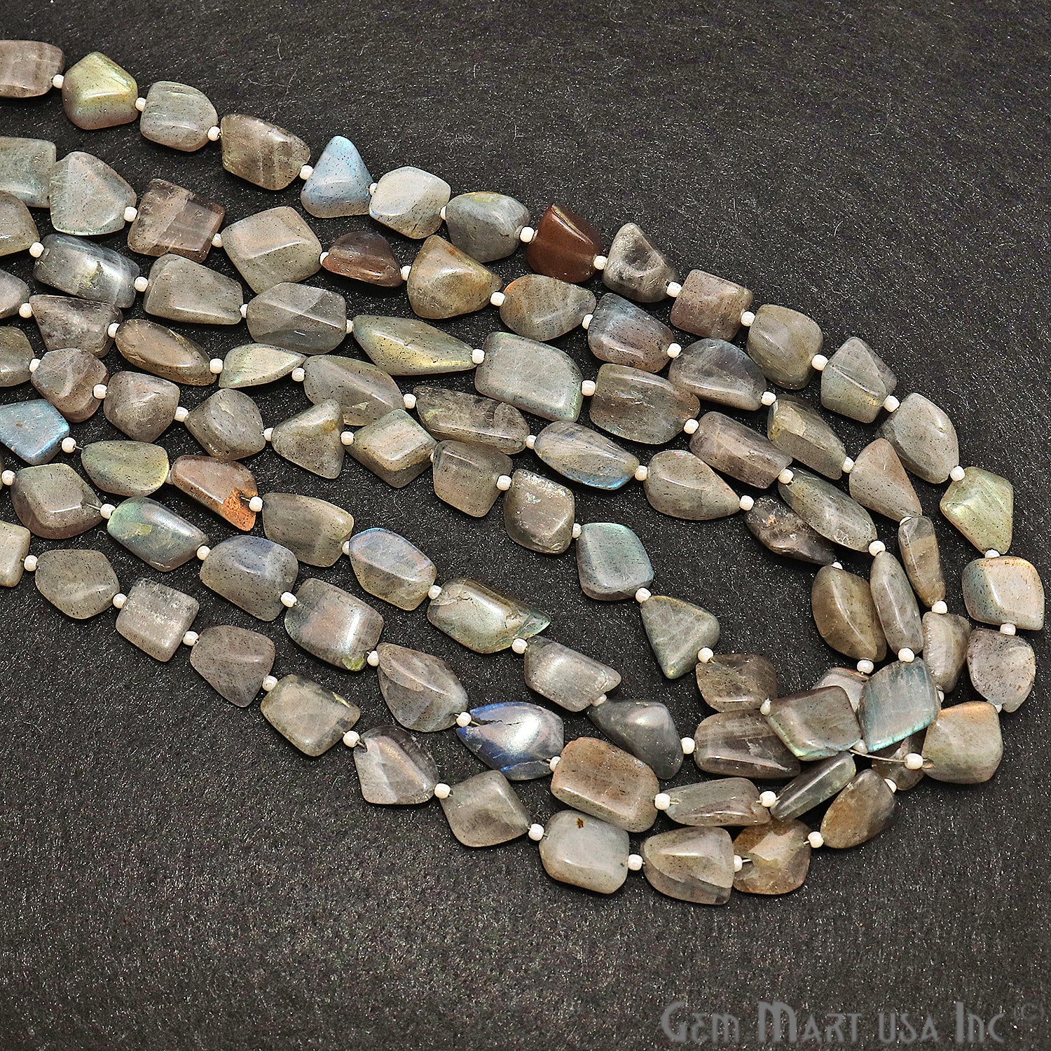 Labradorite Free Form 13x9mm Tumble Beads Gemstone Strands - GemMartUSA