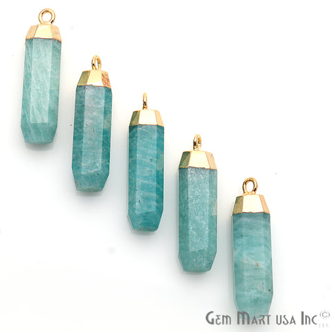 Single Point Bail 30x8mm Gold Electroplated Pendant Connector (Pick Gemstone) - GemMartUSA