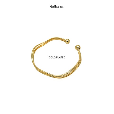 Multi Wire Cuff Bracelet, Open Cuff Bangle, Adjustable Stacking Bracelet, Knot Bangle, Minimalist Bracelet, Gold Plated Findings