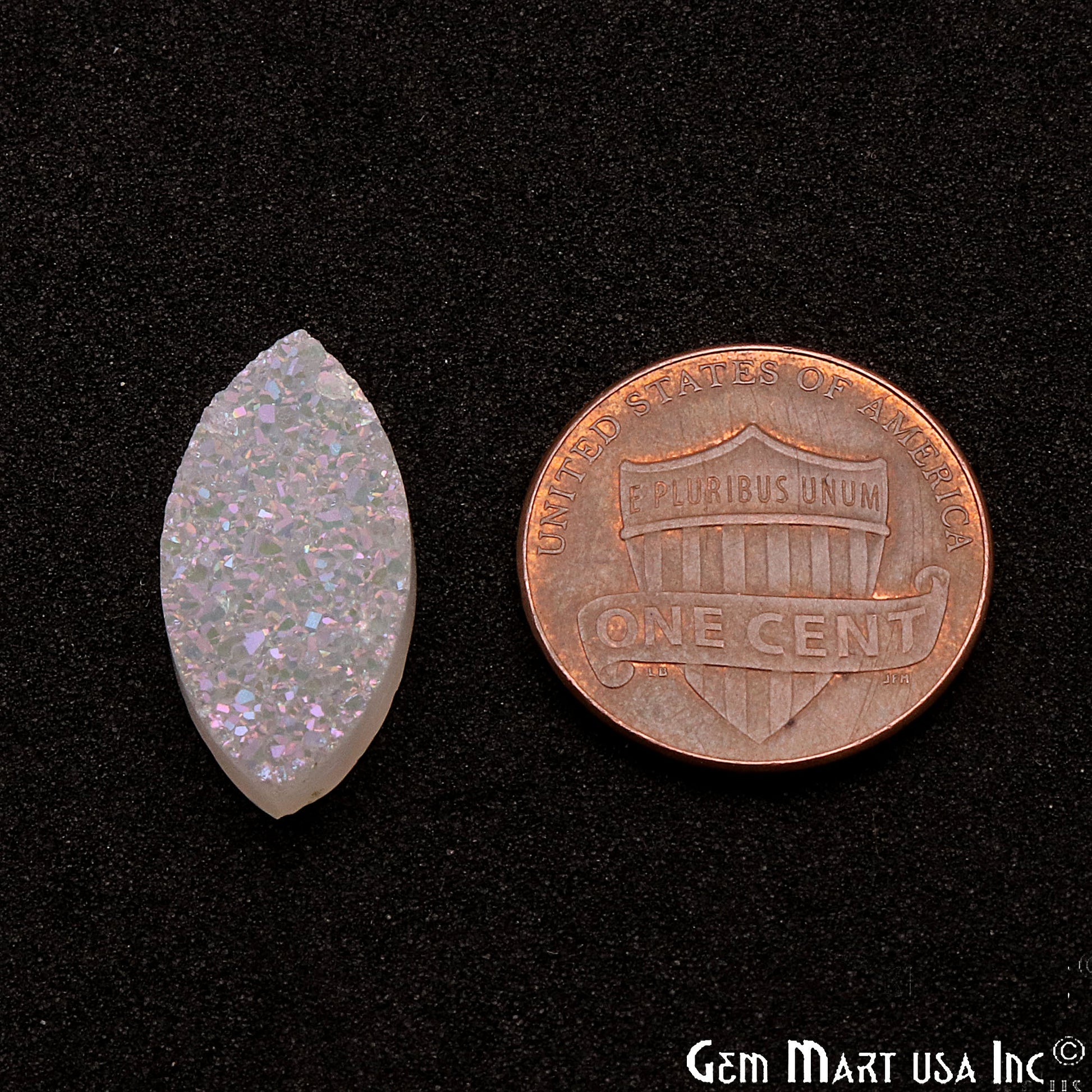 Titanium White Druzy 10x20mm Marquise Shape Loose Cabochon - GemMartUSA