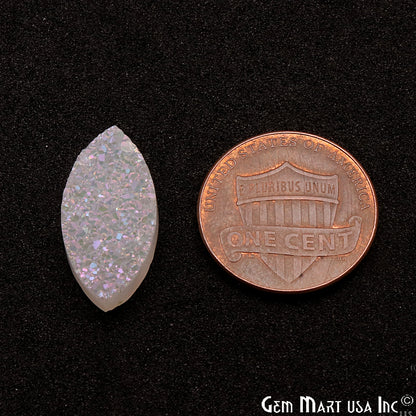 Titanium White Druzy 10x20mm Marquise Shape Loose Cabochon - GemMartUSA